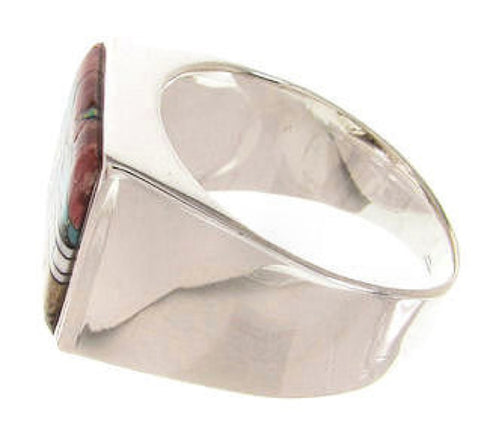 Native American Design Silver Multicolor Ring Size 10-3/4 YS66786